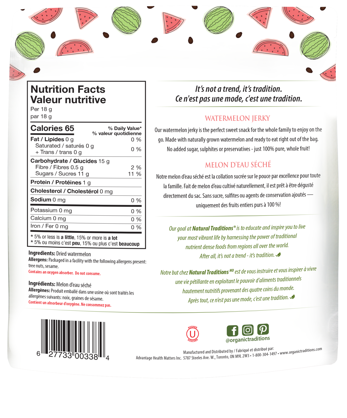 Organic Traditions Watermelon Jerky - JoyVIVA -  