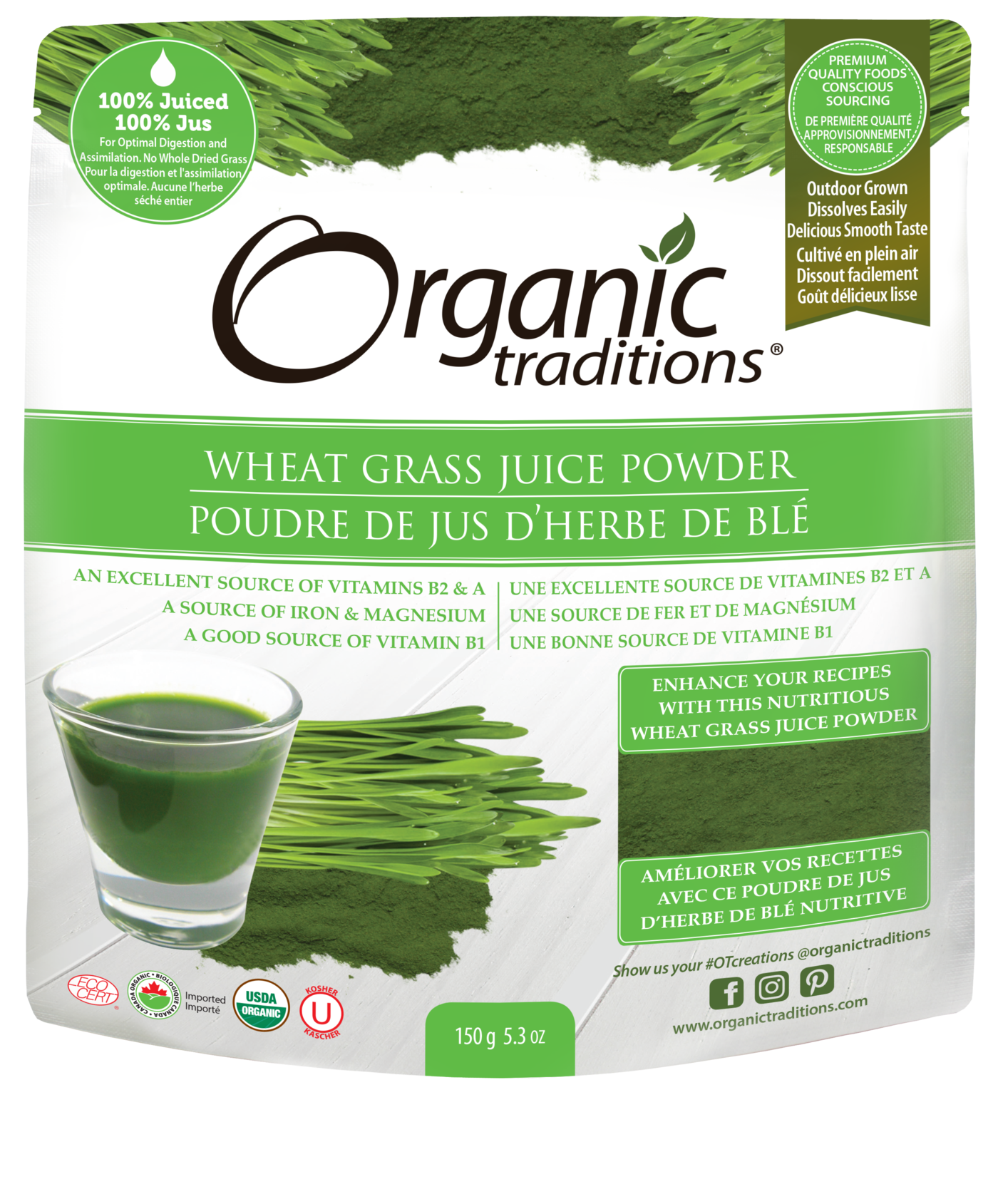 Organic Traditions Wheat Grass Juice Powder - JoyVIVA -  