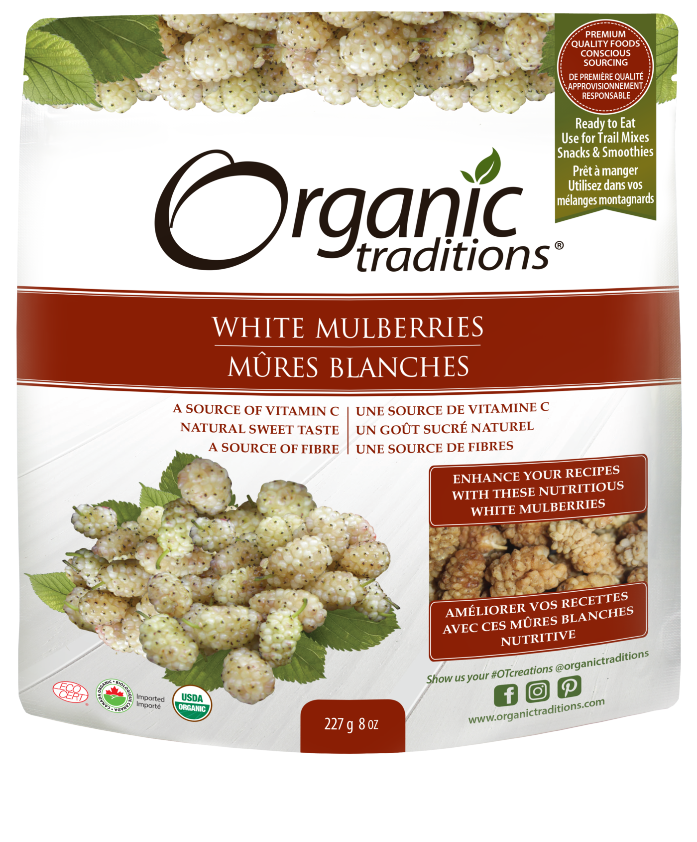 Organic Traditions White Mulberries - JoyVIVA -  