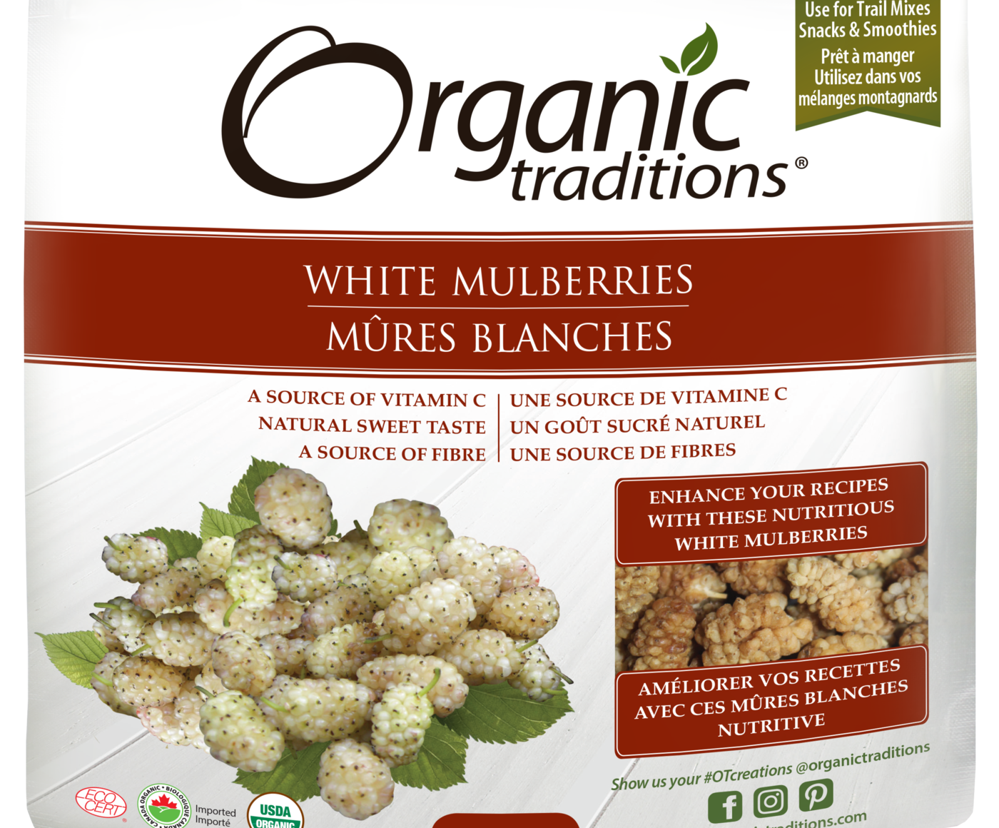 Organic Traditions White Mulberries - JoyVIVA -  