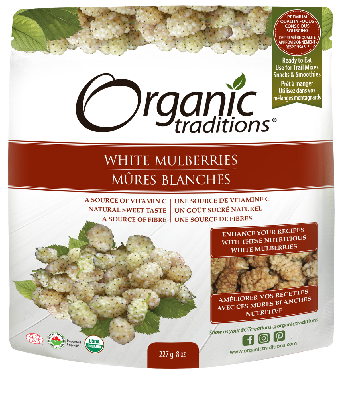 Organic Traditions White Mulberries - JoyVIVA -  