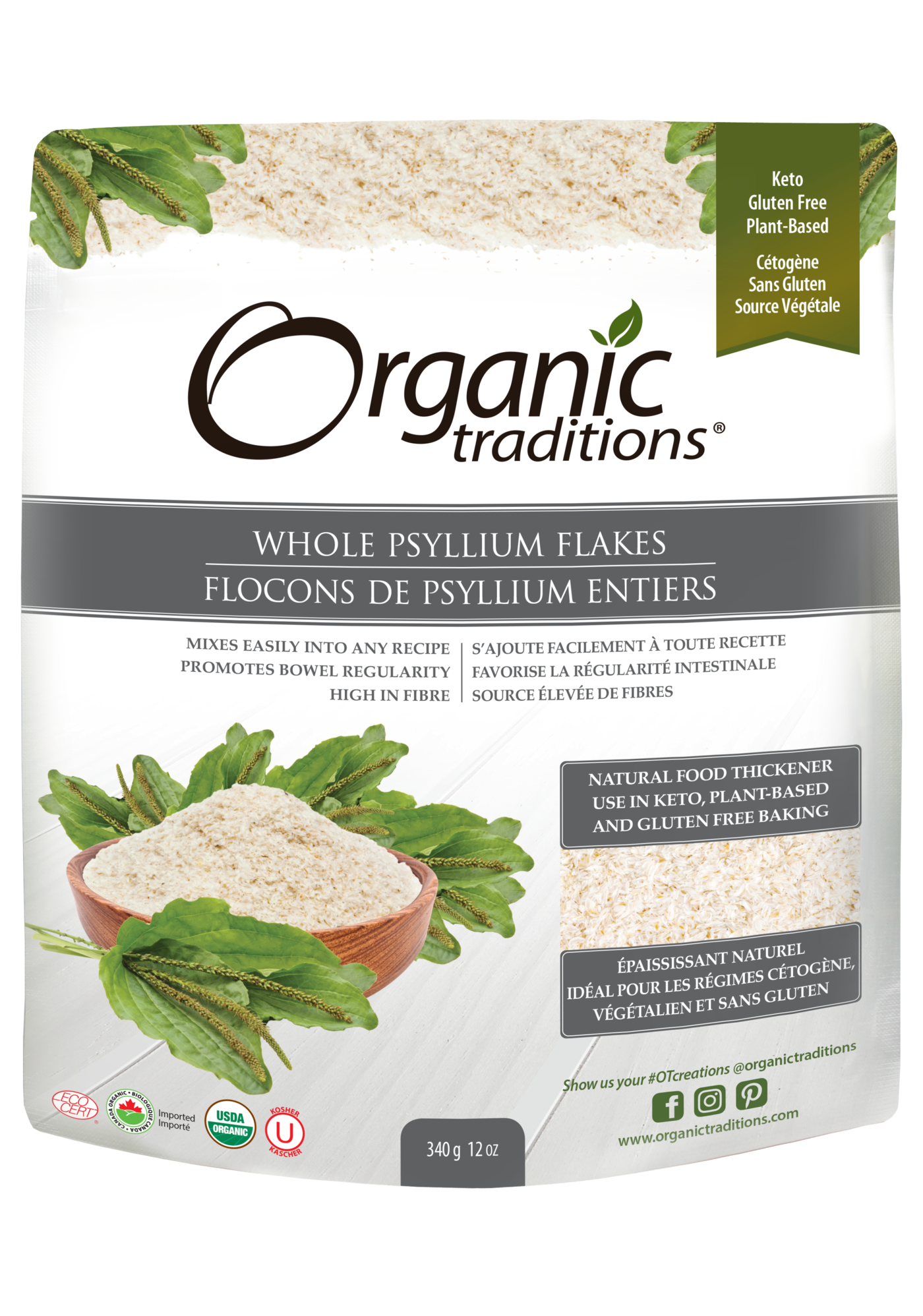 Organic Traditions Whole Psyllium Flakes - JoyVIVA -  