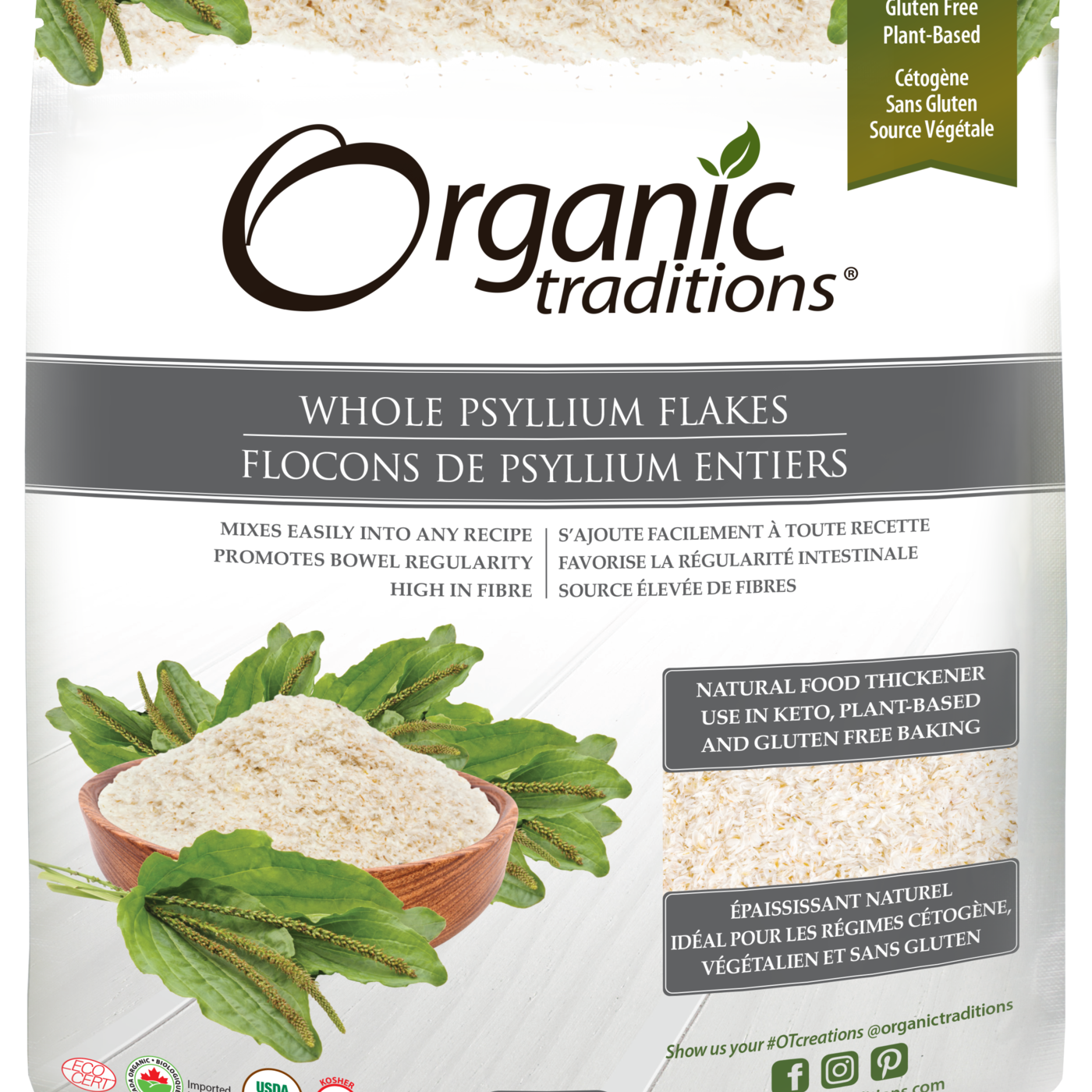 Organic Traditions Whole Psyllium Flakes - JoyVIVA -  