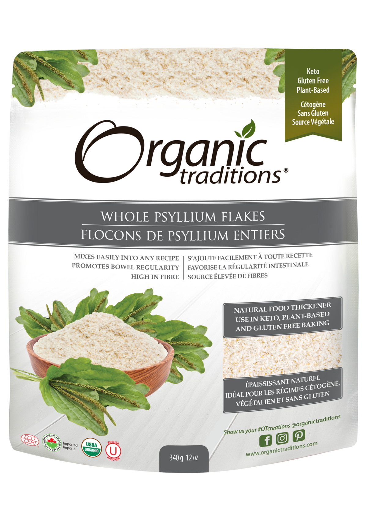 Organic Traditions Whole Psyllium Flakes - JoyVIVA -  