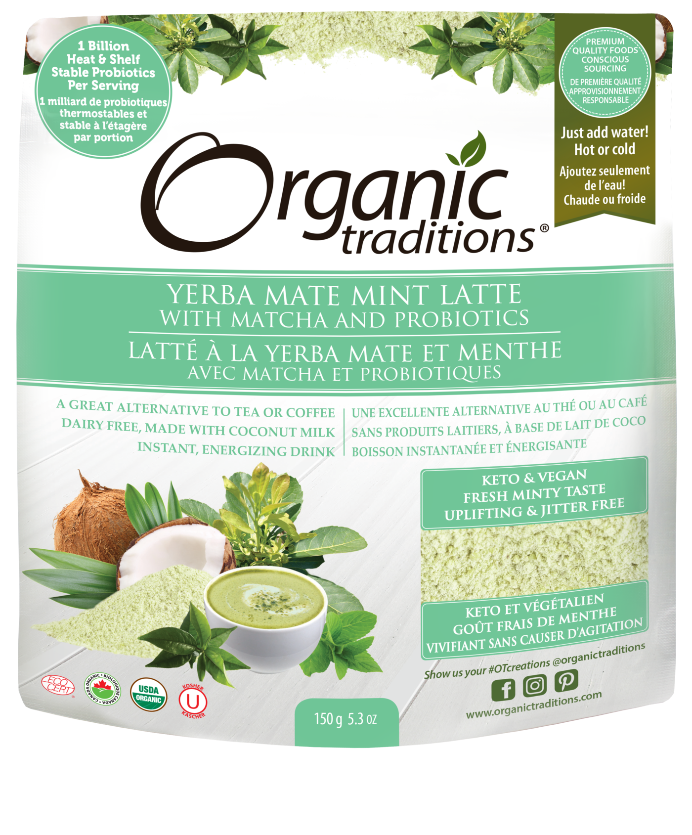 Organic Traditions Yerba Mate Mint Latte - JoyVIVA -  