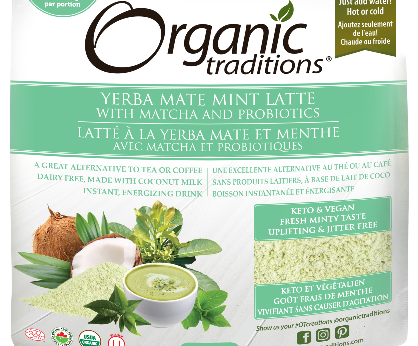 Organic Traditions Yerba Mate Mint Latte - JoyVIVA -  