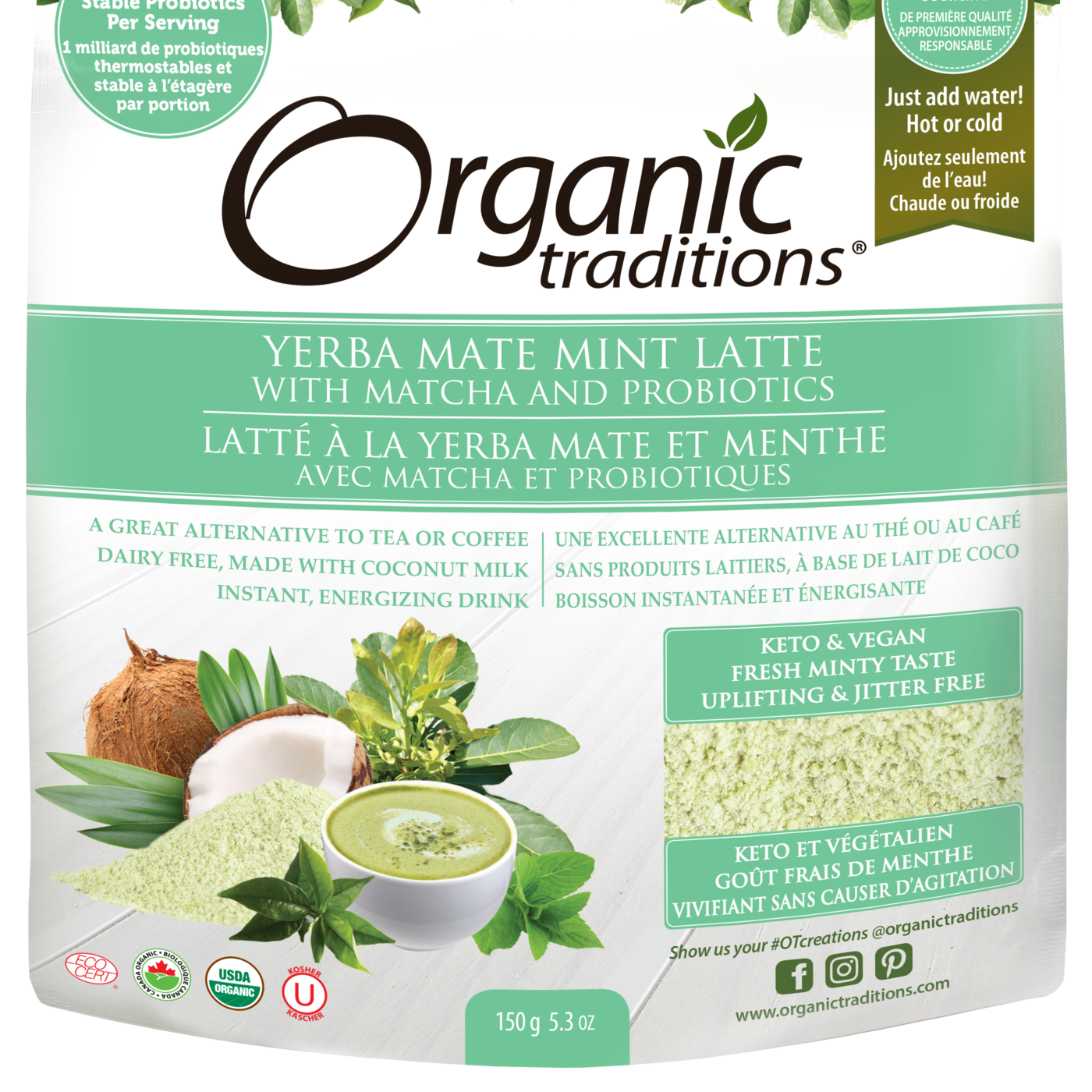Organic Traditions Yerba Mate Mint Latte - JoyVIVA -  