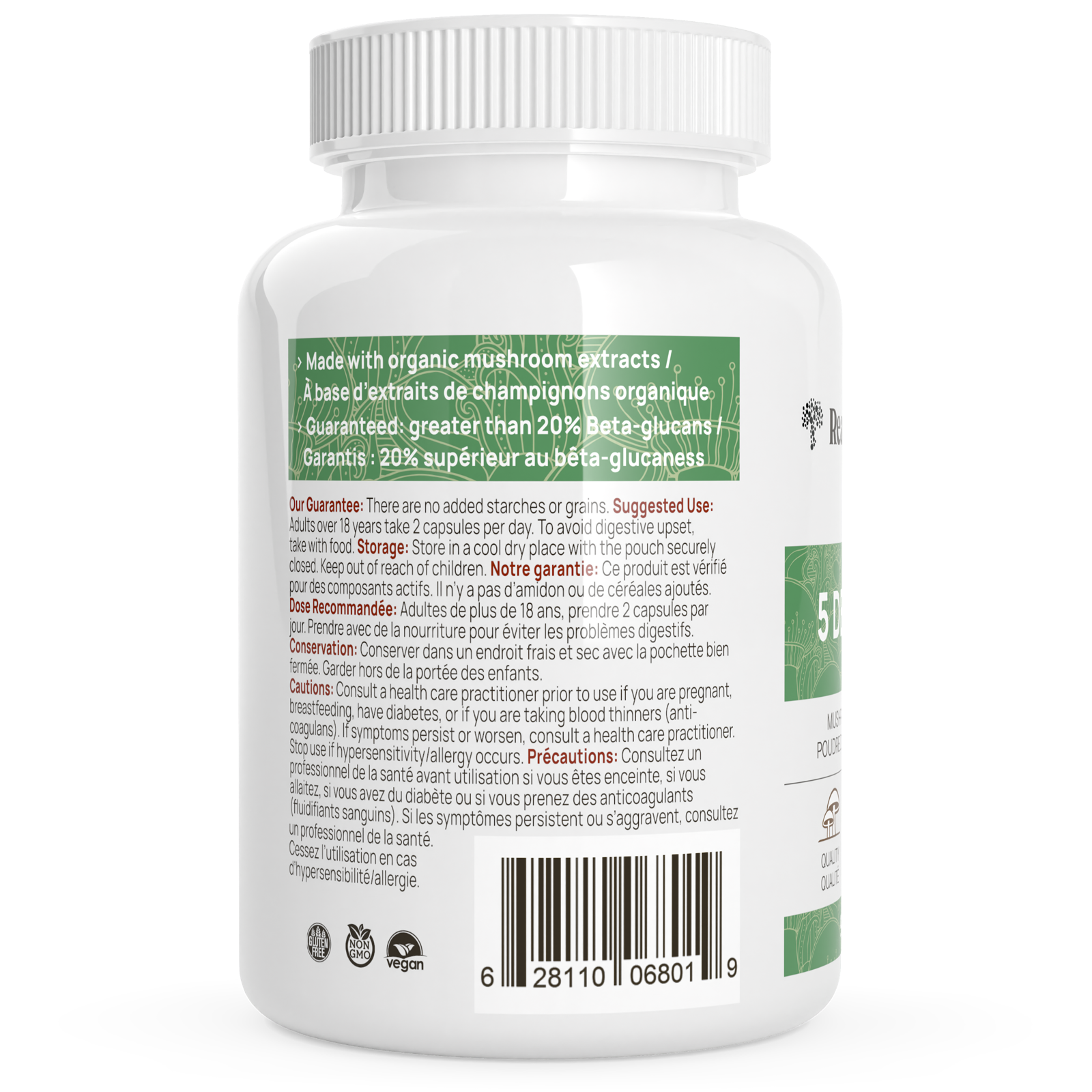 Real Mushrooms 5 Defenders Organic Mushroom Blend - JoyVIVA -  