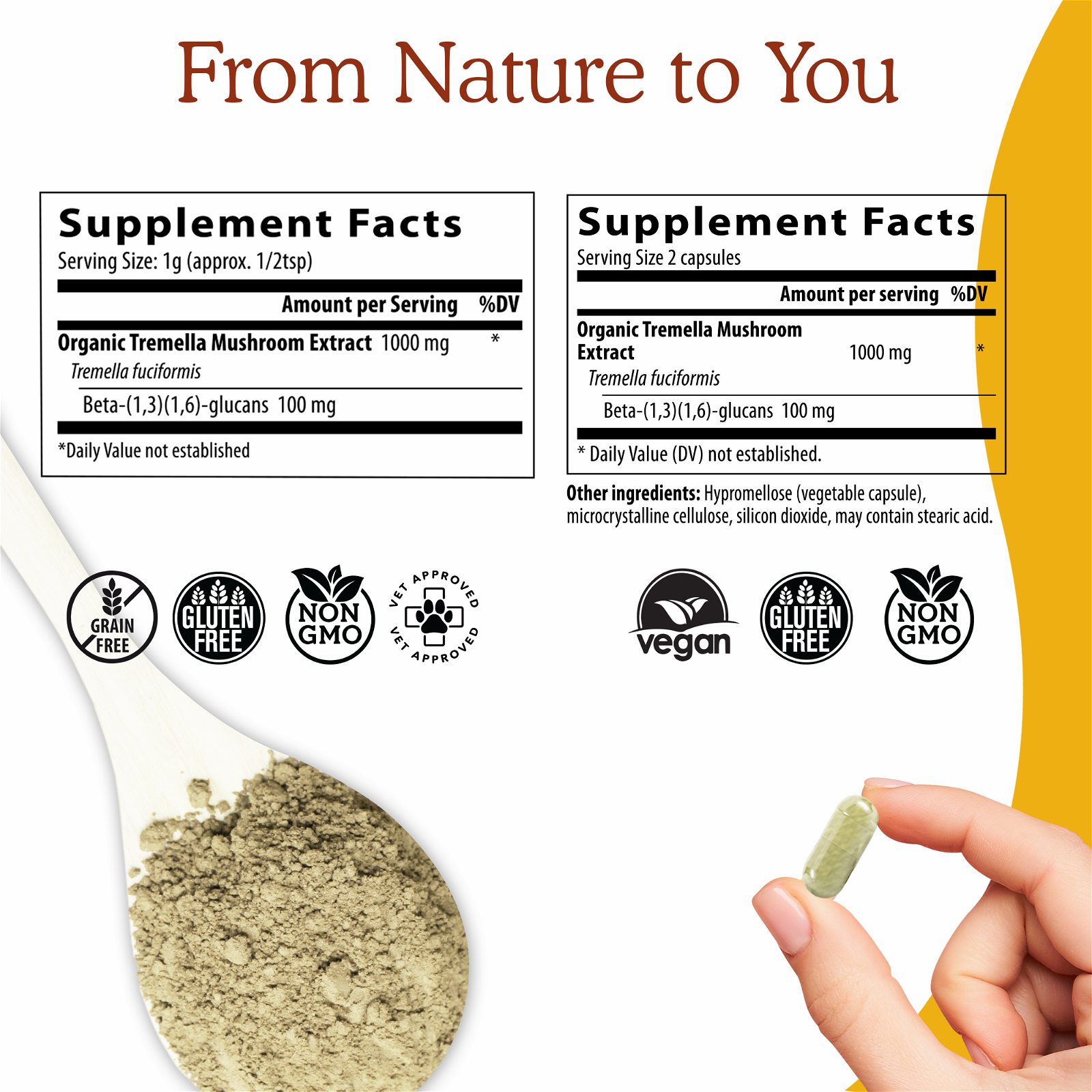 Real Mushrooms Organic Tremella Extract Capsules - JoyVIVA -  