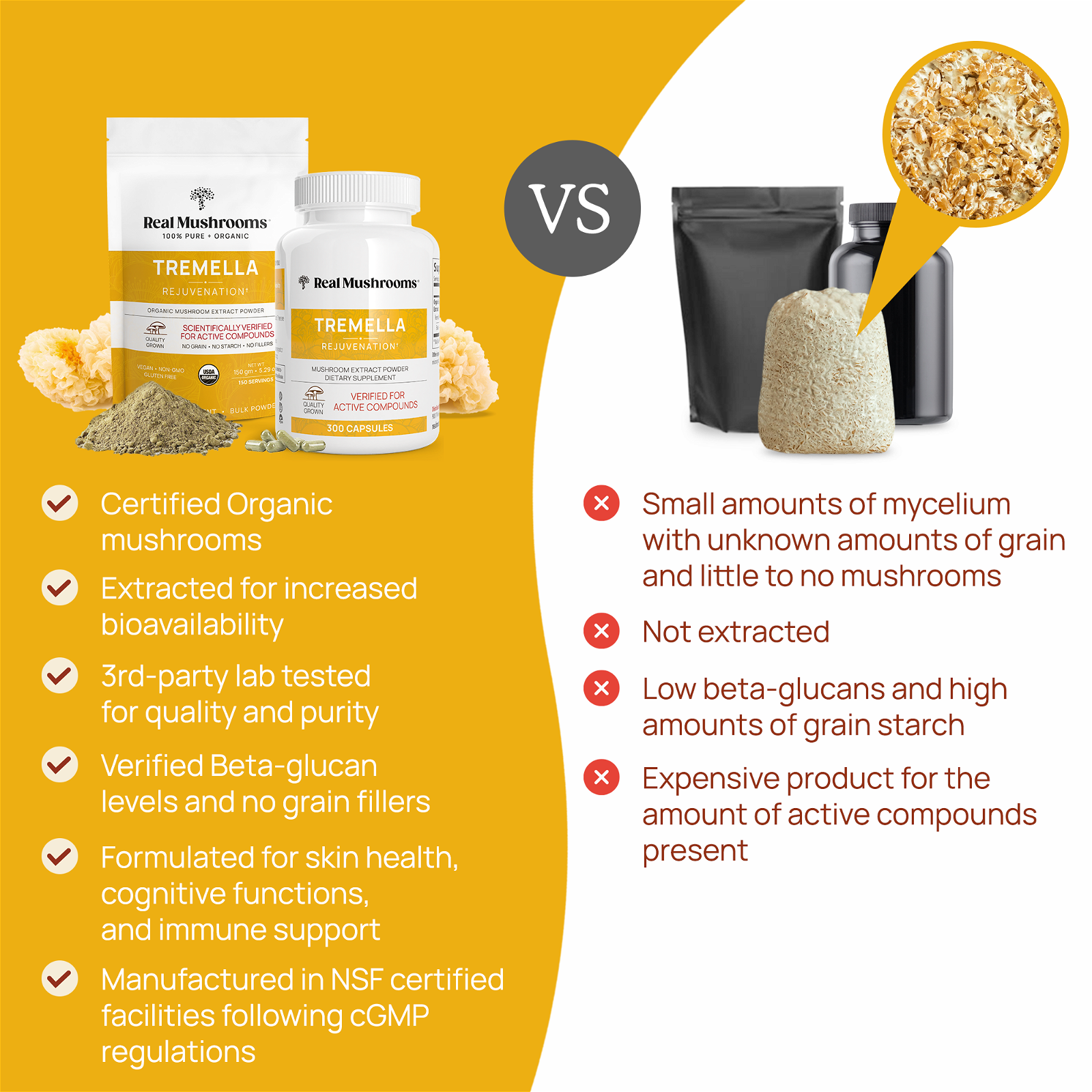Real Mushrooms Organic Tremella Extract Capsules - JoyVIVA -  