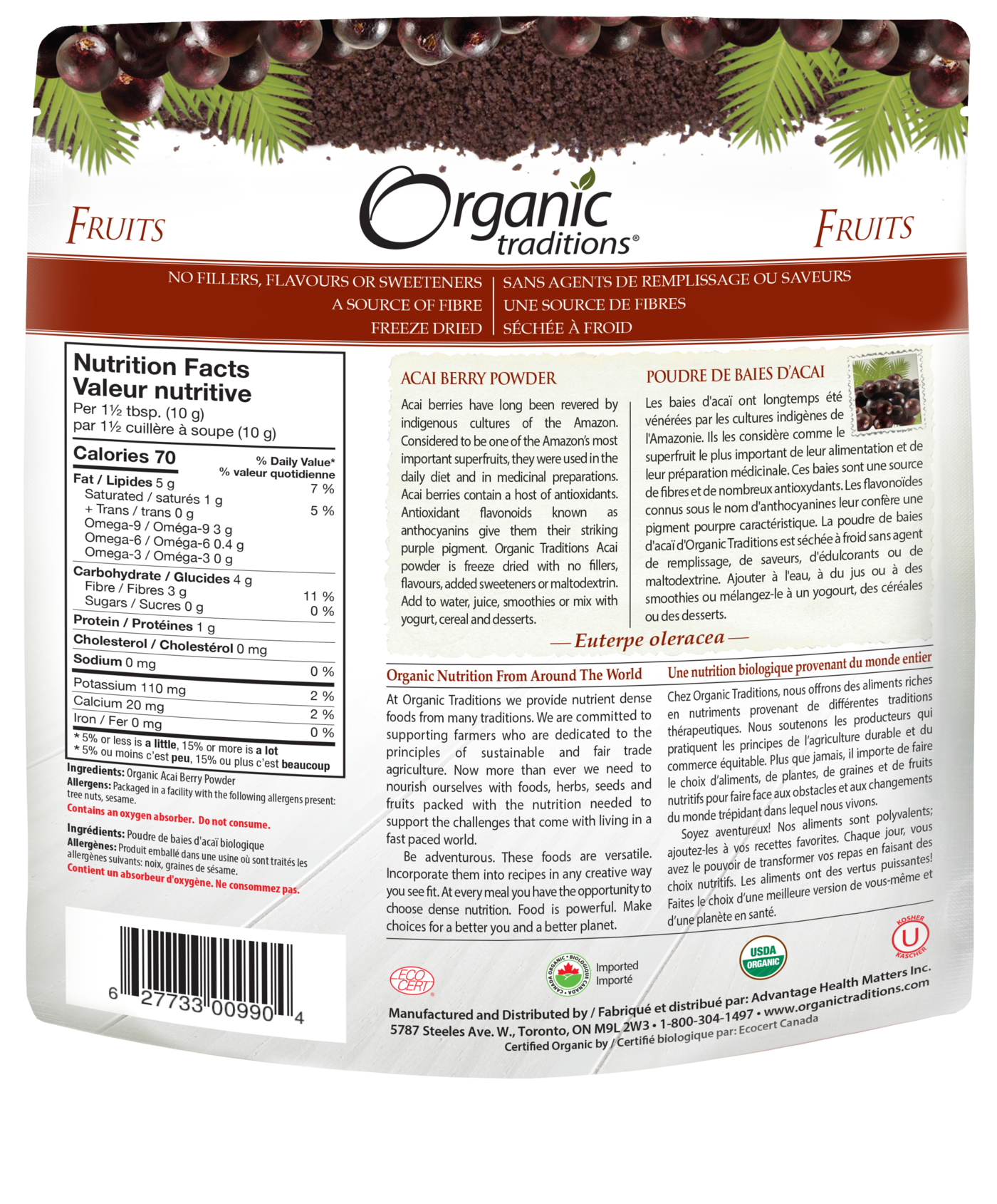 Organic Traditions Acai Berry Powder Cold Dried
