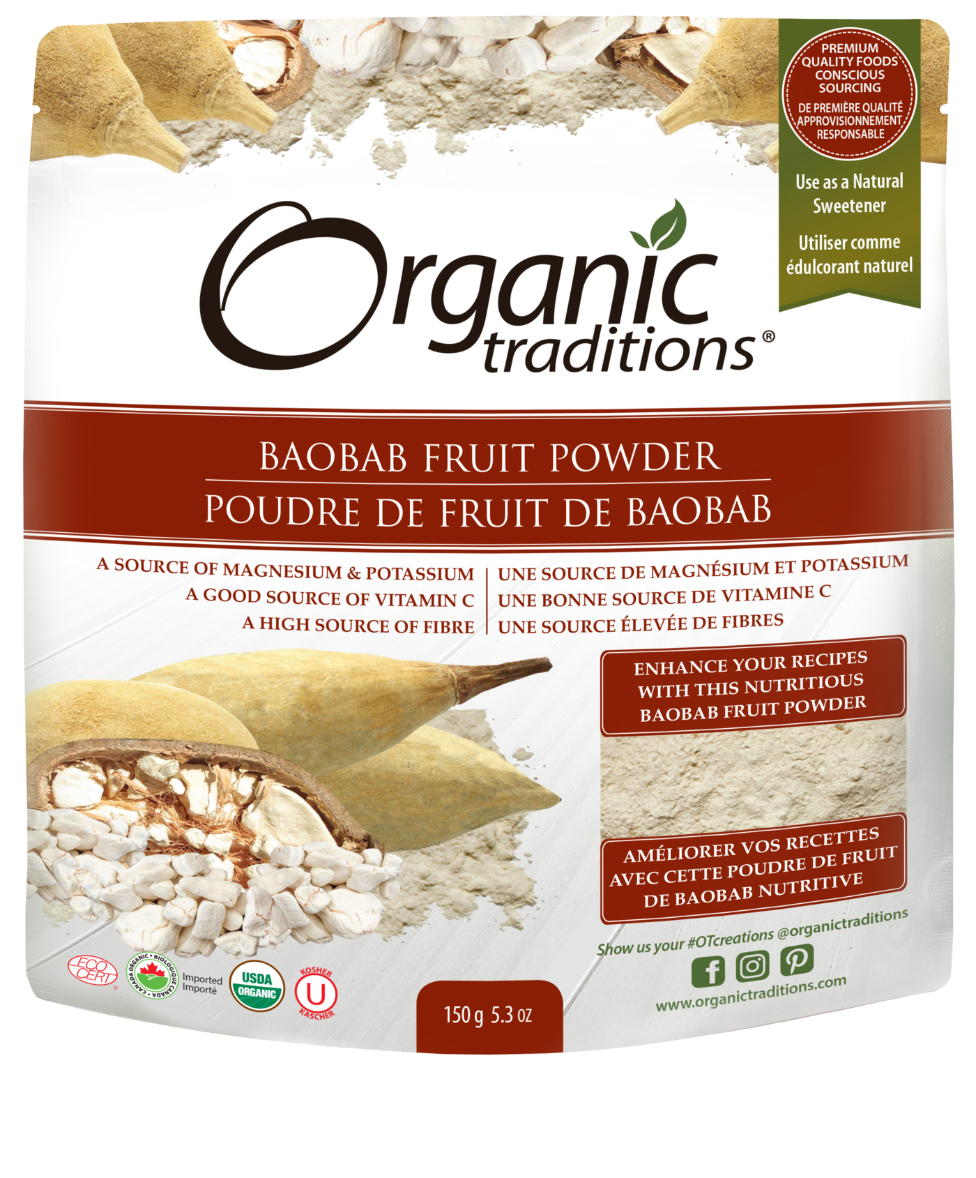 Organic Traditions Baobab Fruit Powder