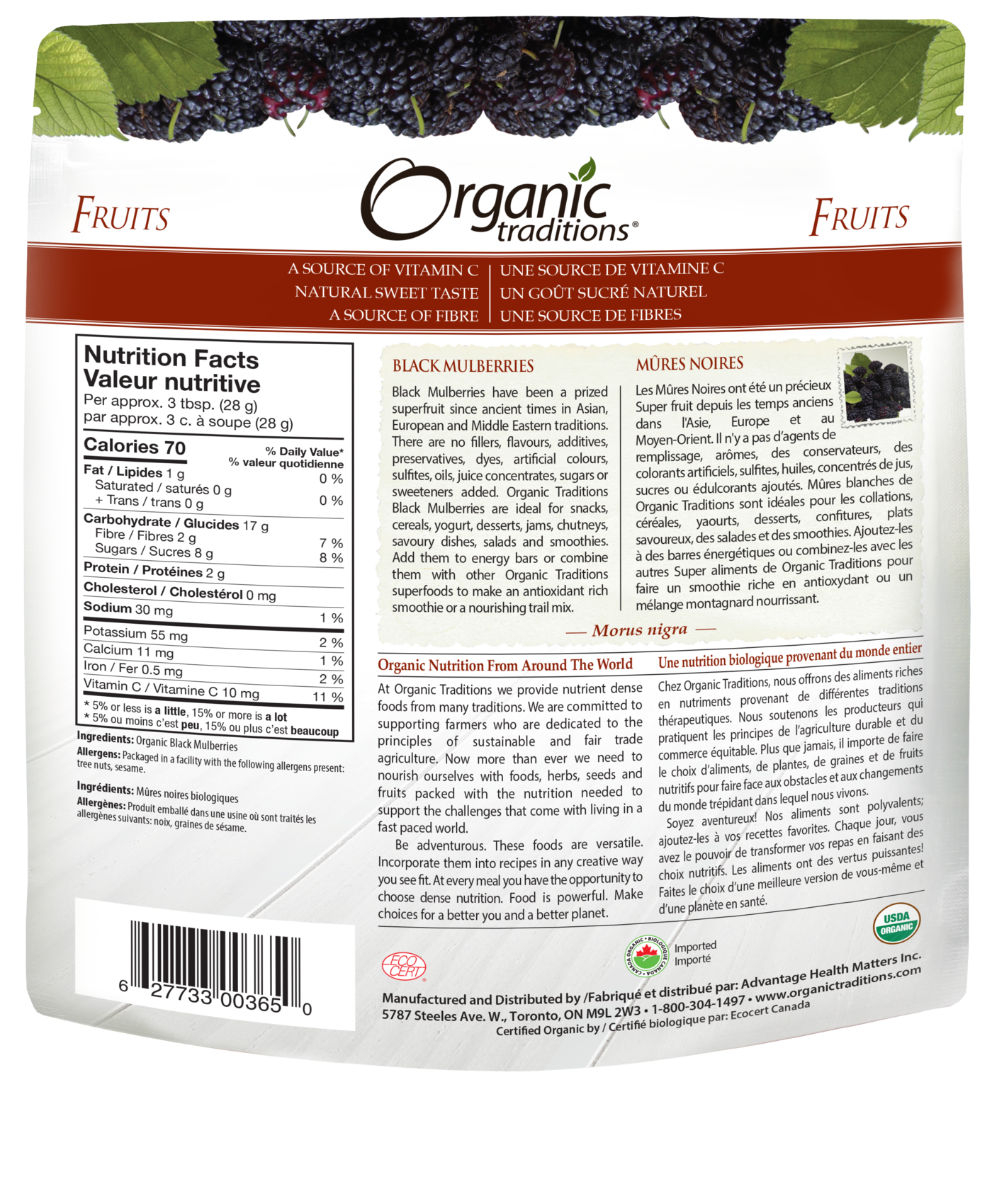 Organic Traditions Black Dried Mulberries