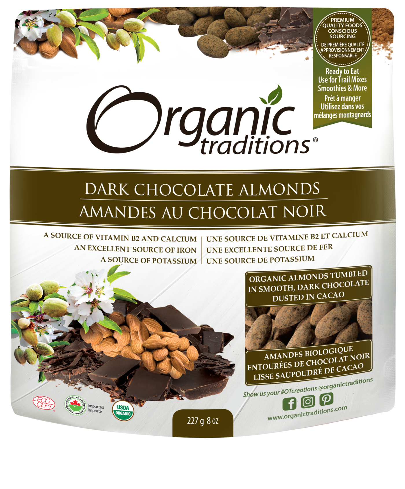 Organic Traditions Dark Chocolate Almonds