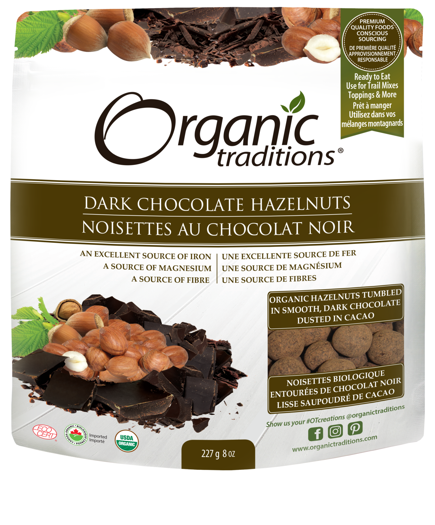 Organic Traditions Dark Chocolate Covered Hazelnuts
