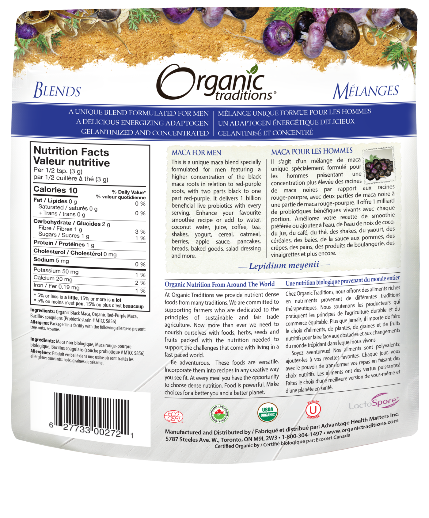 Organic Traditions Maca for Men with Probiotics