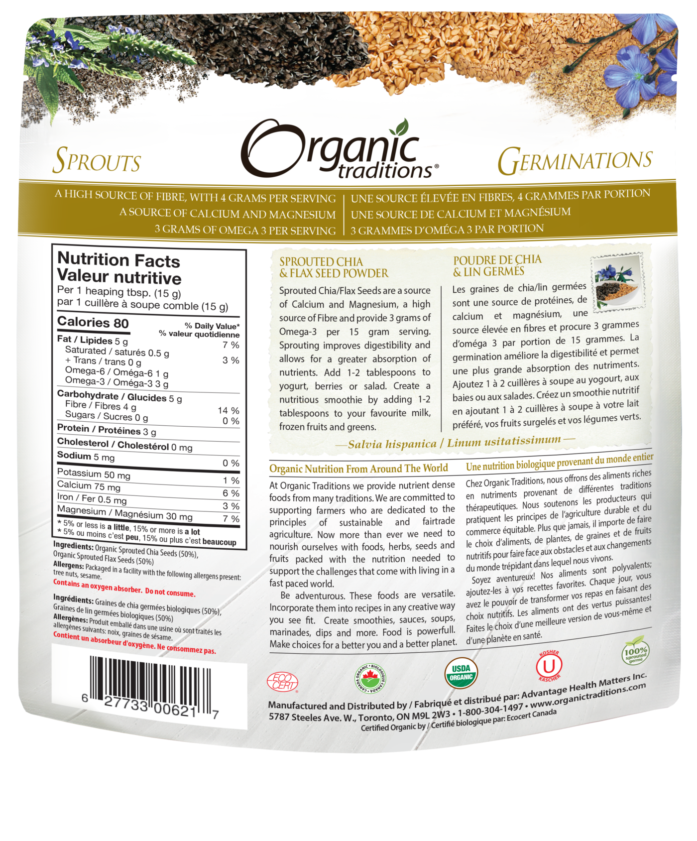 Organic Traditions Sprouted Chia and Flax Seed Powder