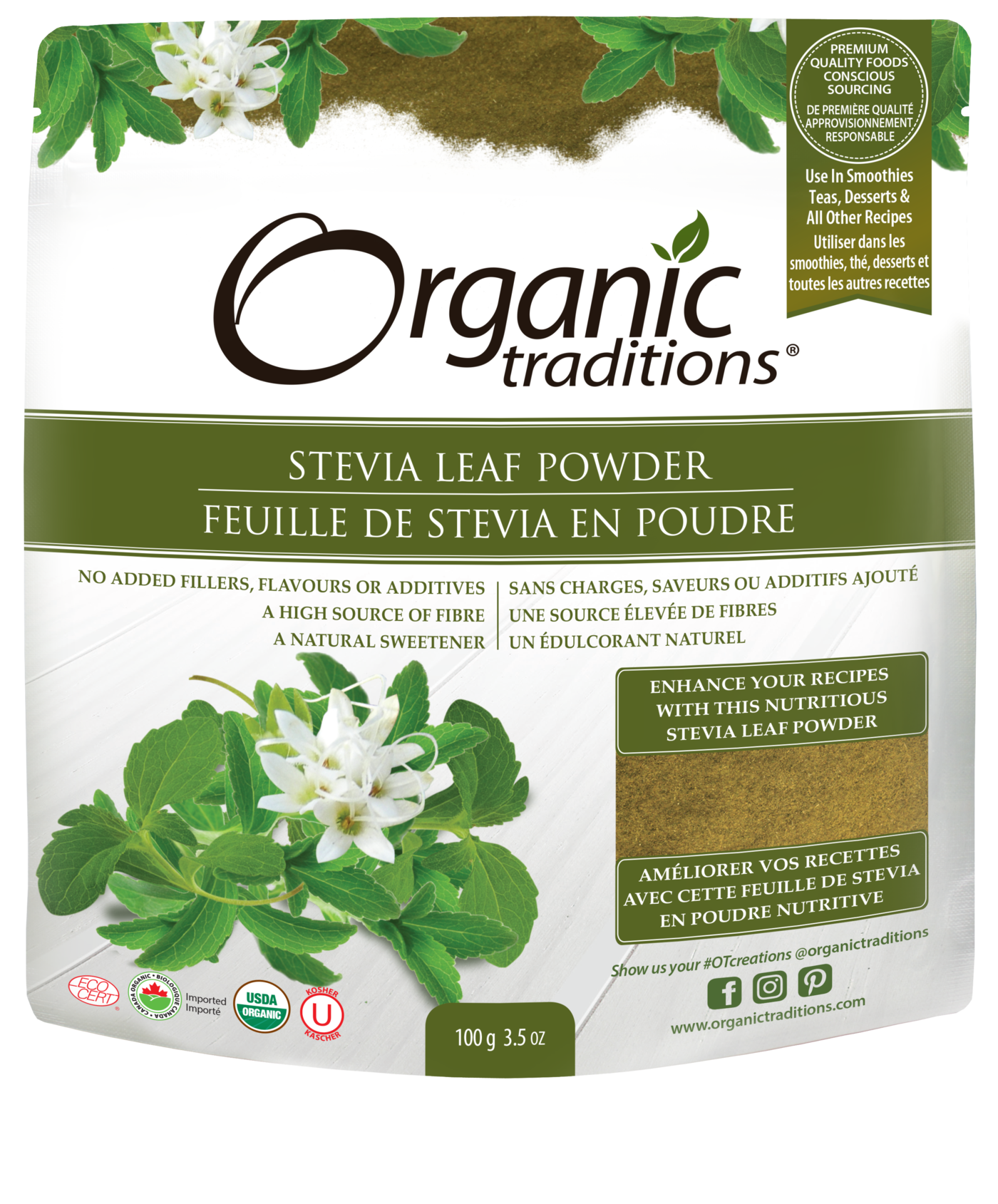 Organic Traditions Stevia Green Leaf Powder