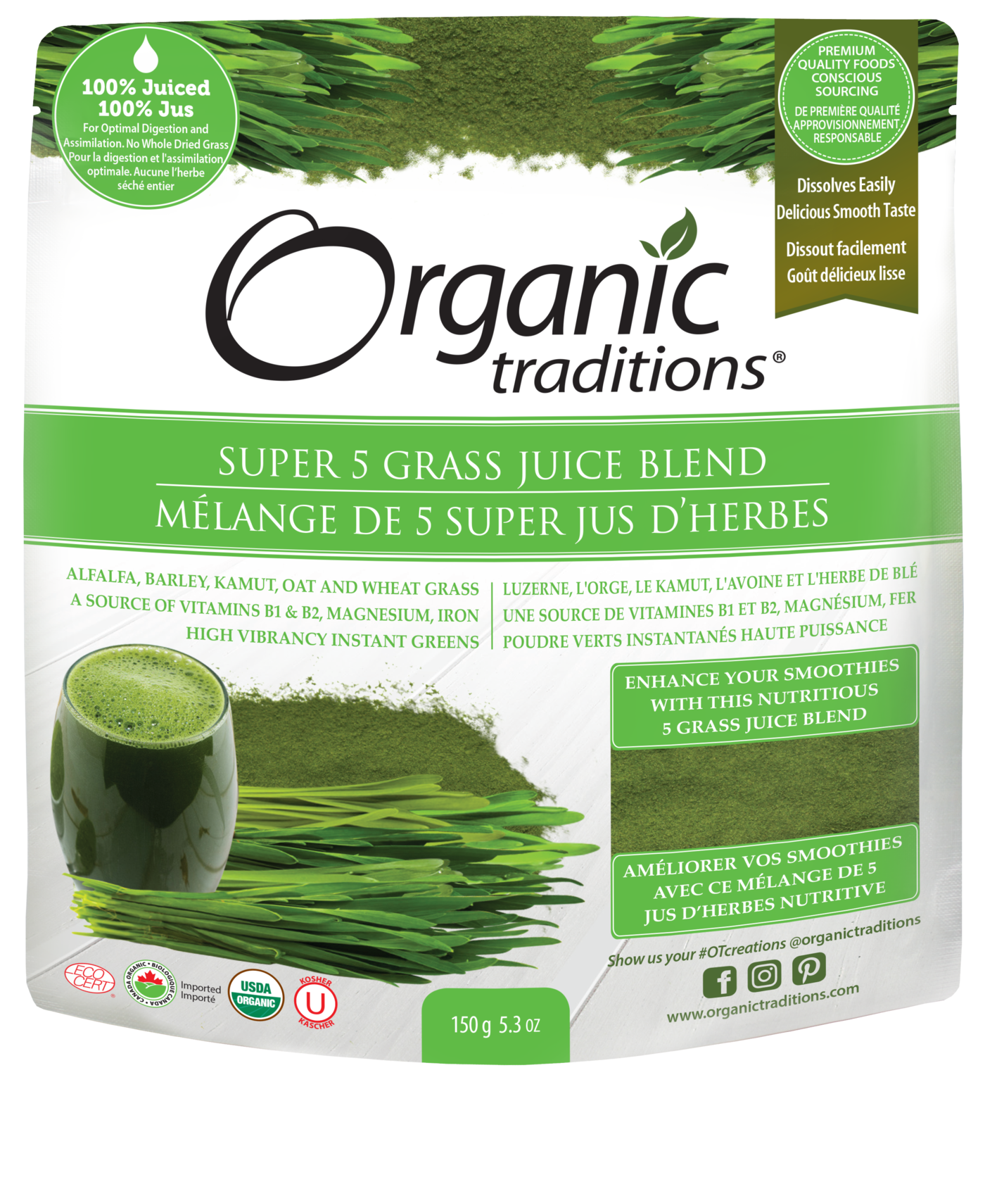 Organic Traditions Super 5 Grass Juice Blend