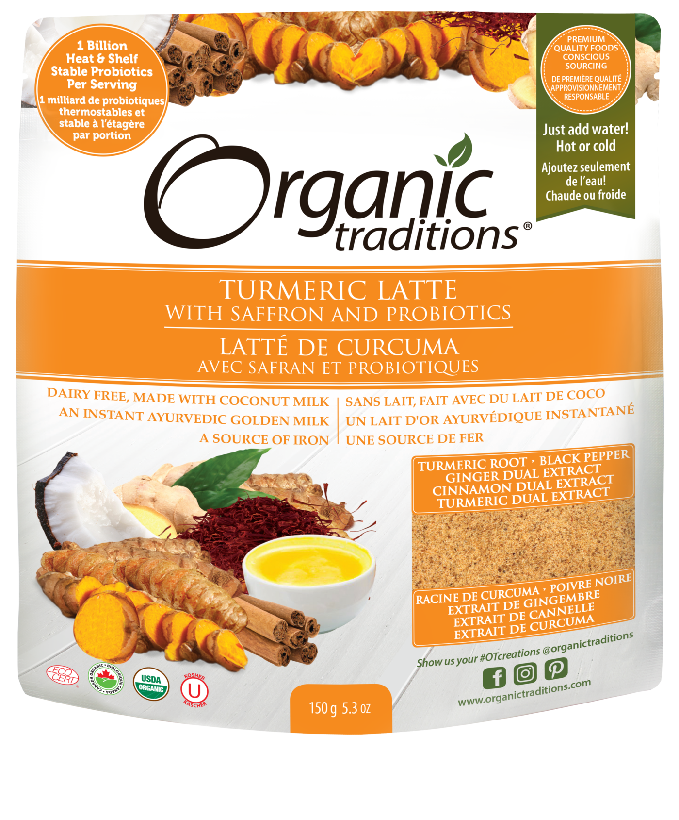 Organic Traditions Turmeric Latte with Probiotics and Saffron